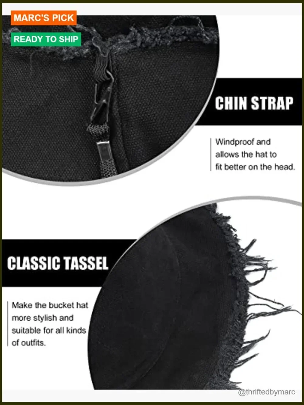 Plus Size Reversible Bucket Hat with Fringe, UPF 50+ Sun Hat for Big Heads,